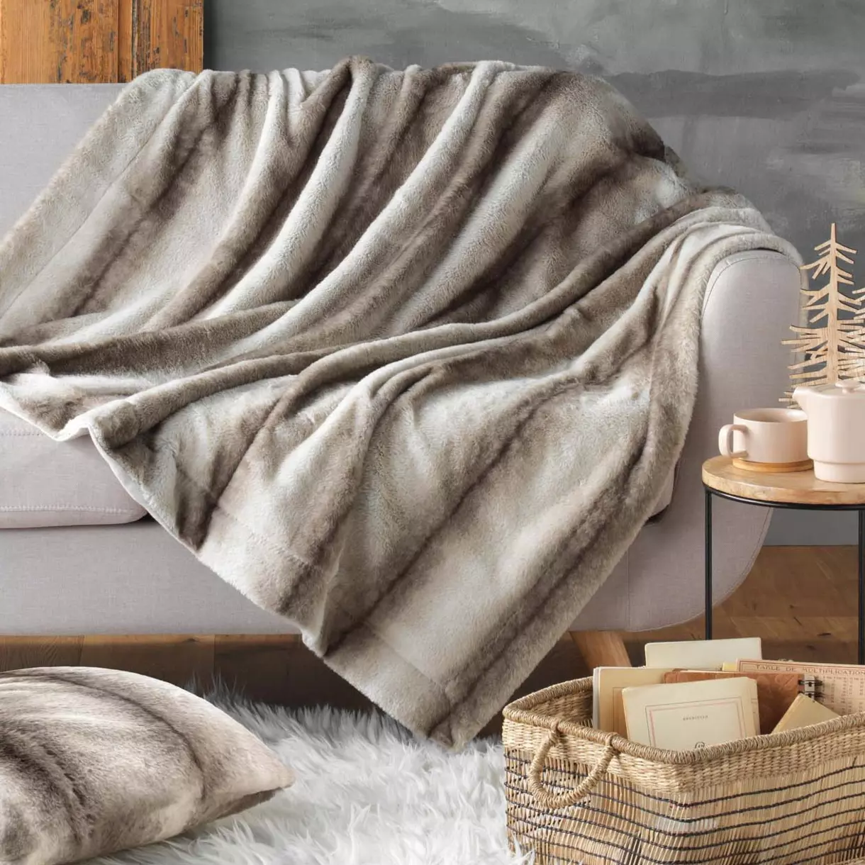 Plaid piel sintética (220 cm) Sibérie Gris 1