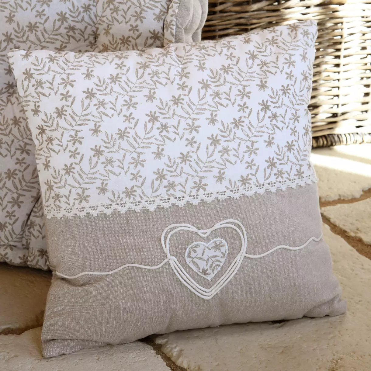 Coussin carré coton (40 cm) Sophie Beige 1