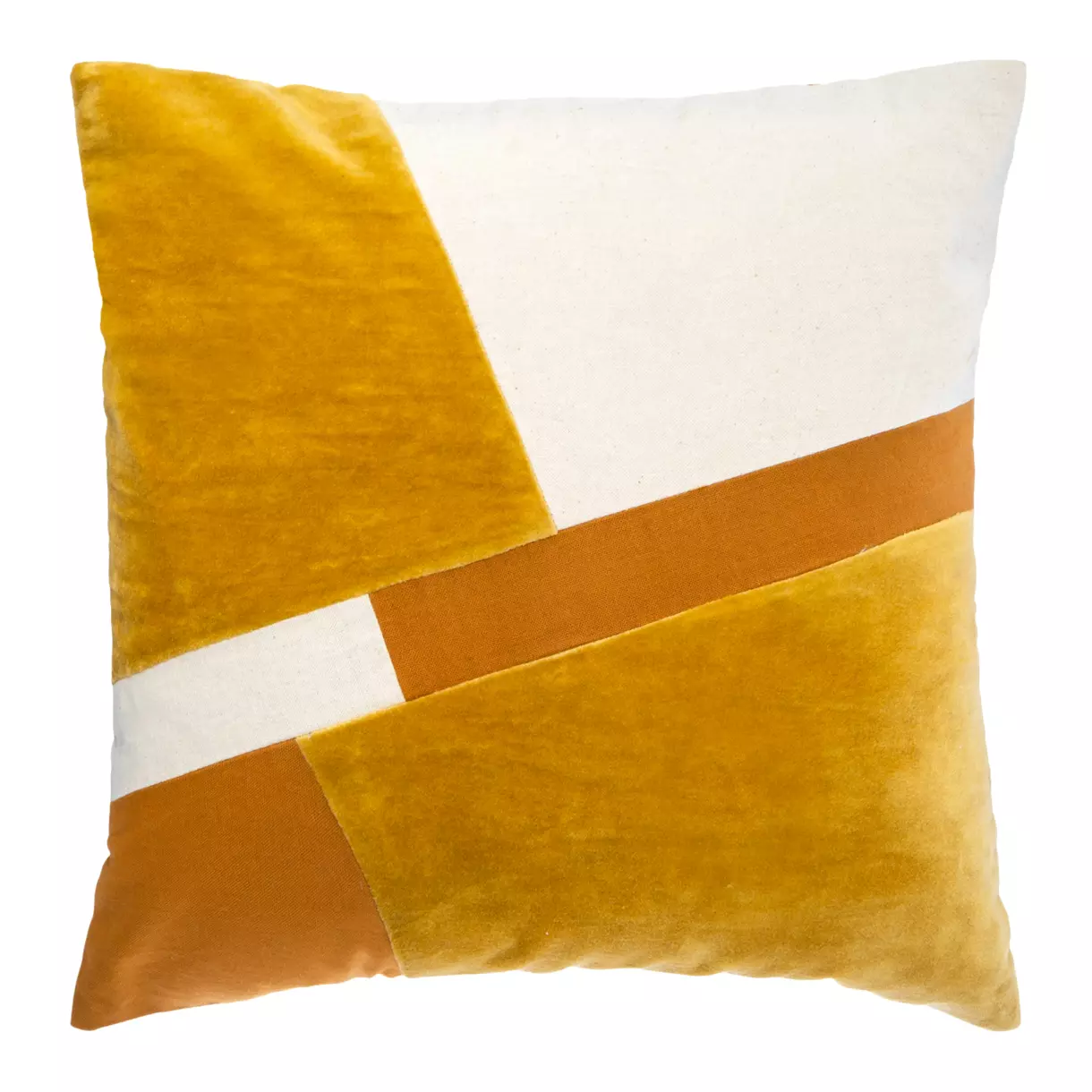 Coussin carré (40 cm) Patch Jaune ocre 1