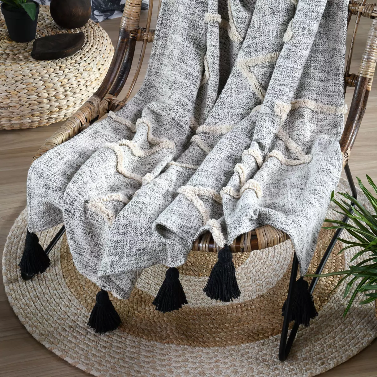 Cobija de sofá en algodón (150 cm) Benito Gris 1