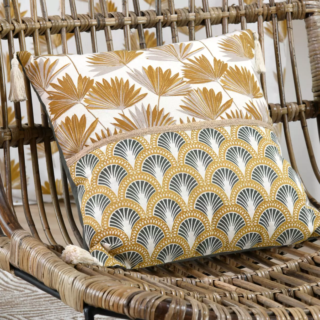 Coussin carré (40 cm) Bako Jaune moutarde
