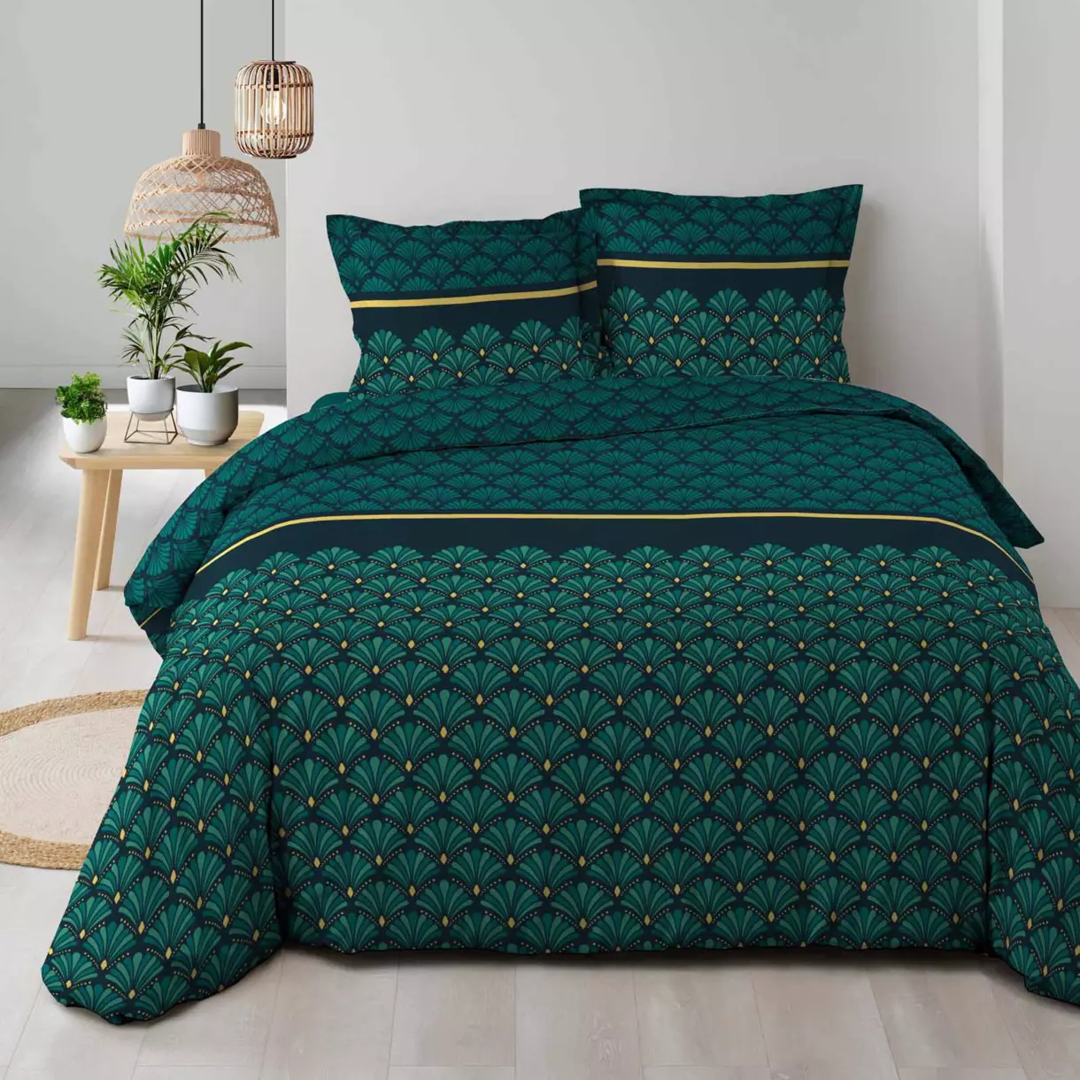 Funda nórdica y dos fundas para almohadones  (240 cm) Artchic Azul trullo 1