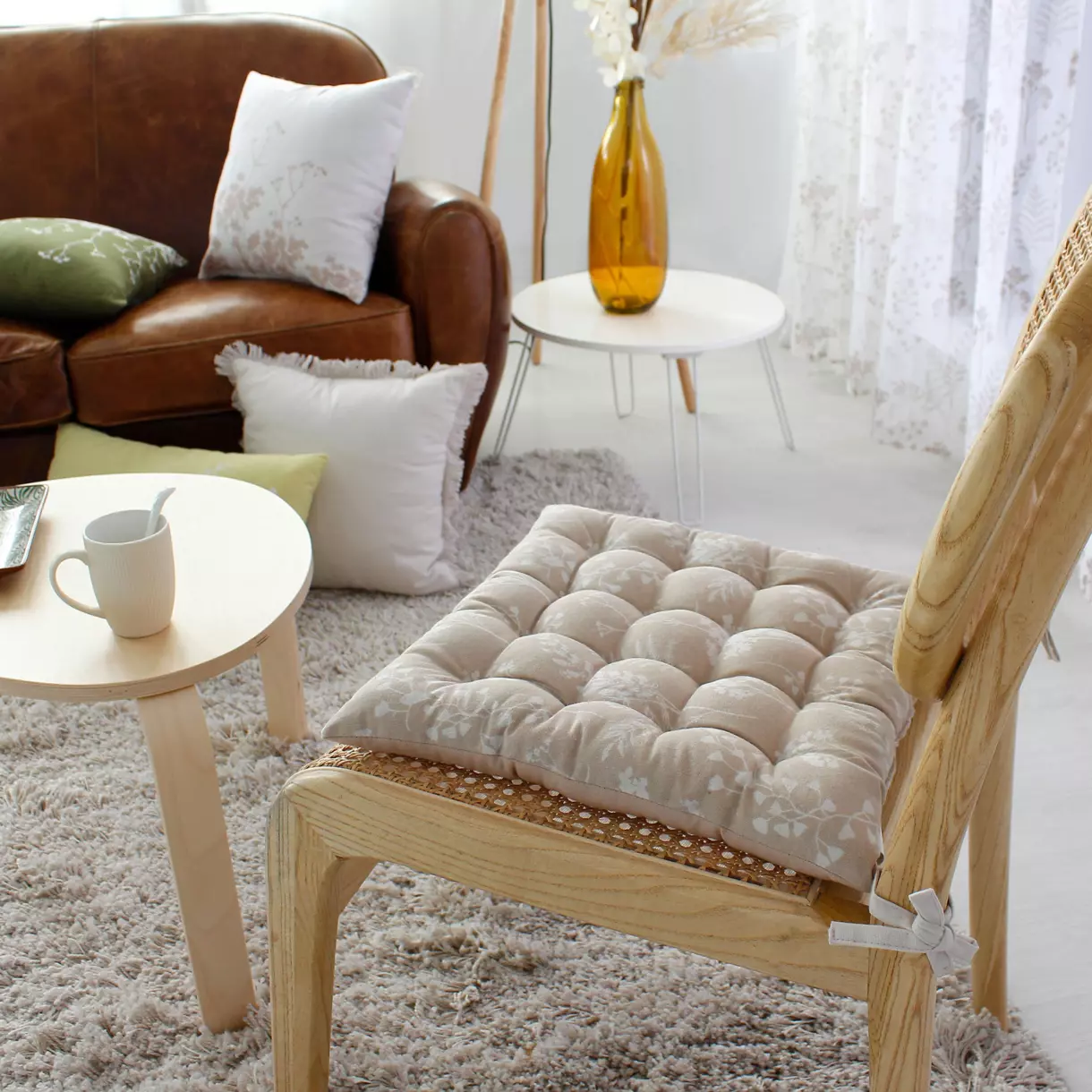 Coussin de chaise carré Herbier Beige 1