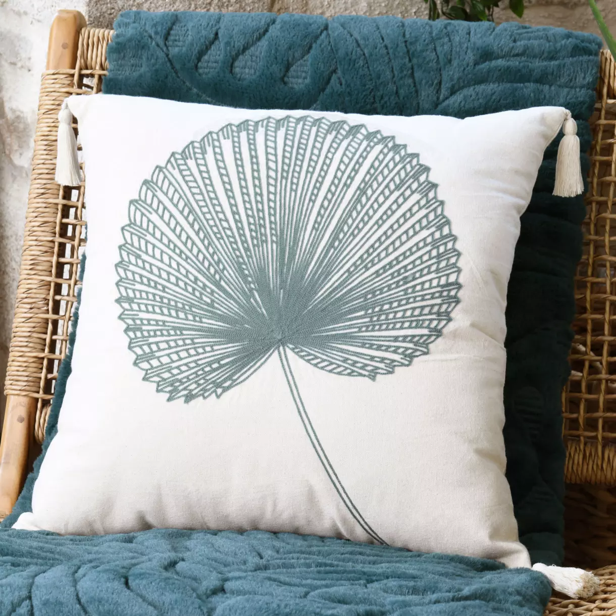 Coussin carré (45 cm) Quito Vert jade
