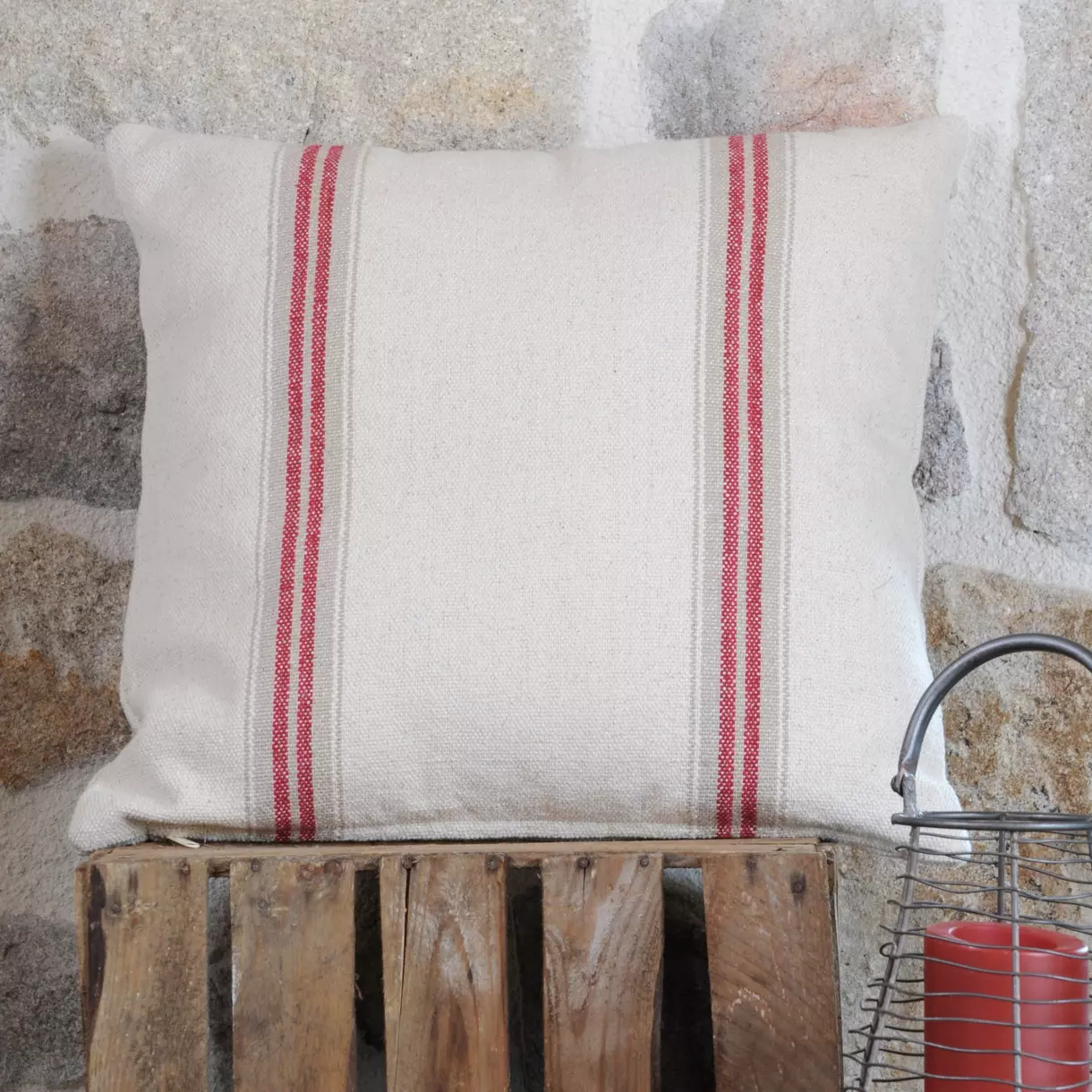 Coussin carré coton (50 cm) Montauban Rouge 1