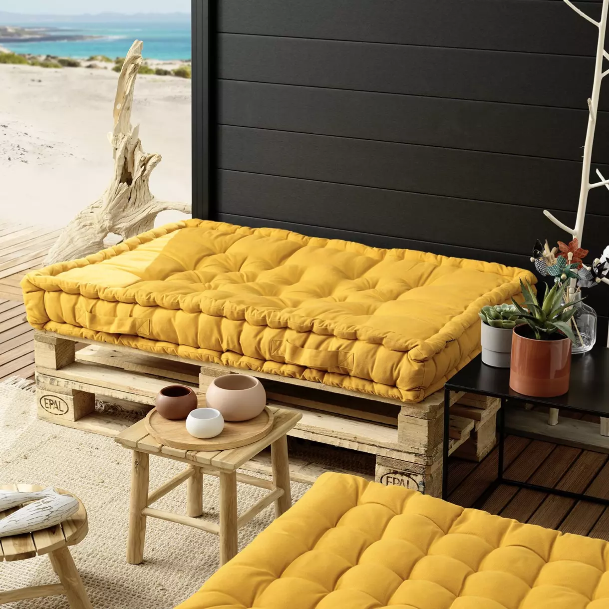 Pallet matras (L120 cm) Pixel Mosterdgeel 1