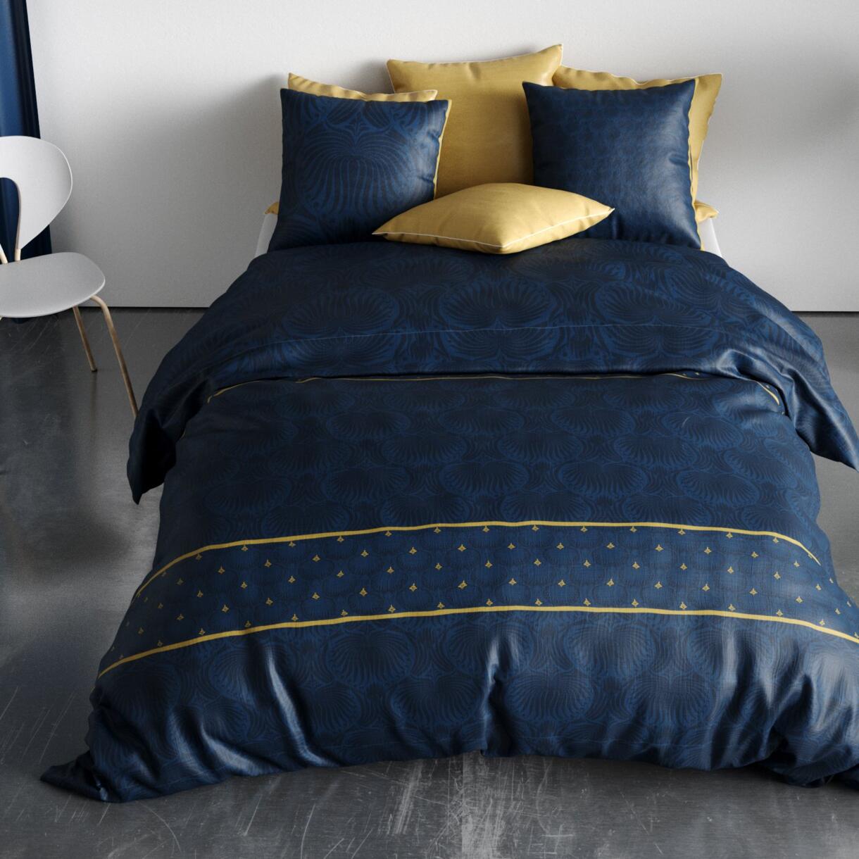 Funda nórdica y dos fundas de almohada en algodón (260 cm) Palace Azul 1