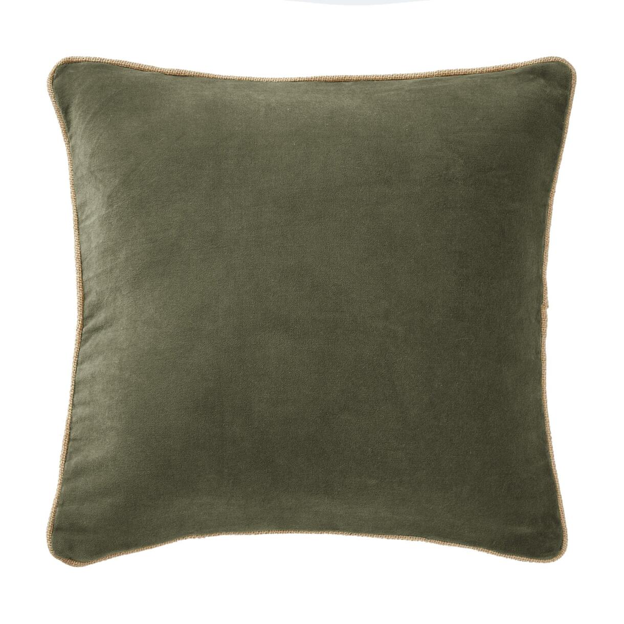Coussin carré velours de coton (45 cm) César Vert thym 1