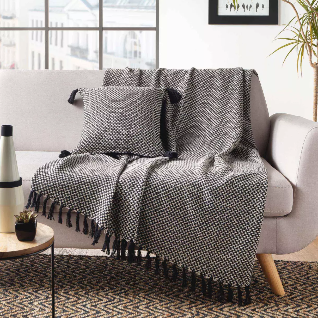 Plaid coton (150 cm) Jennie Noir