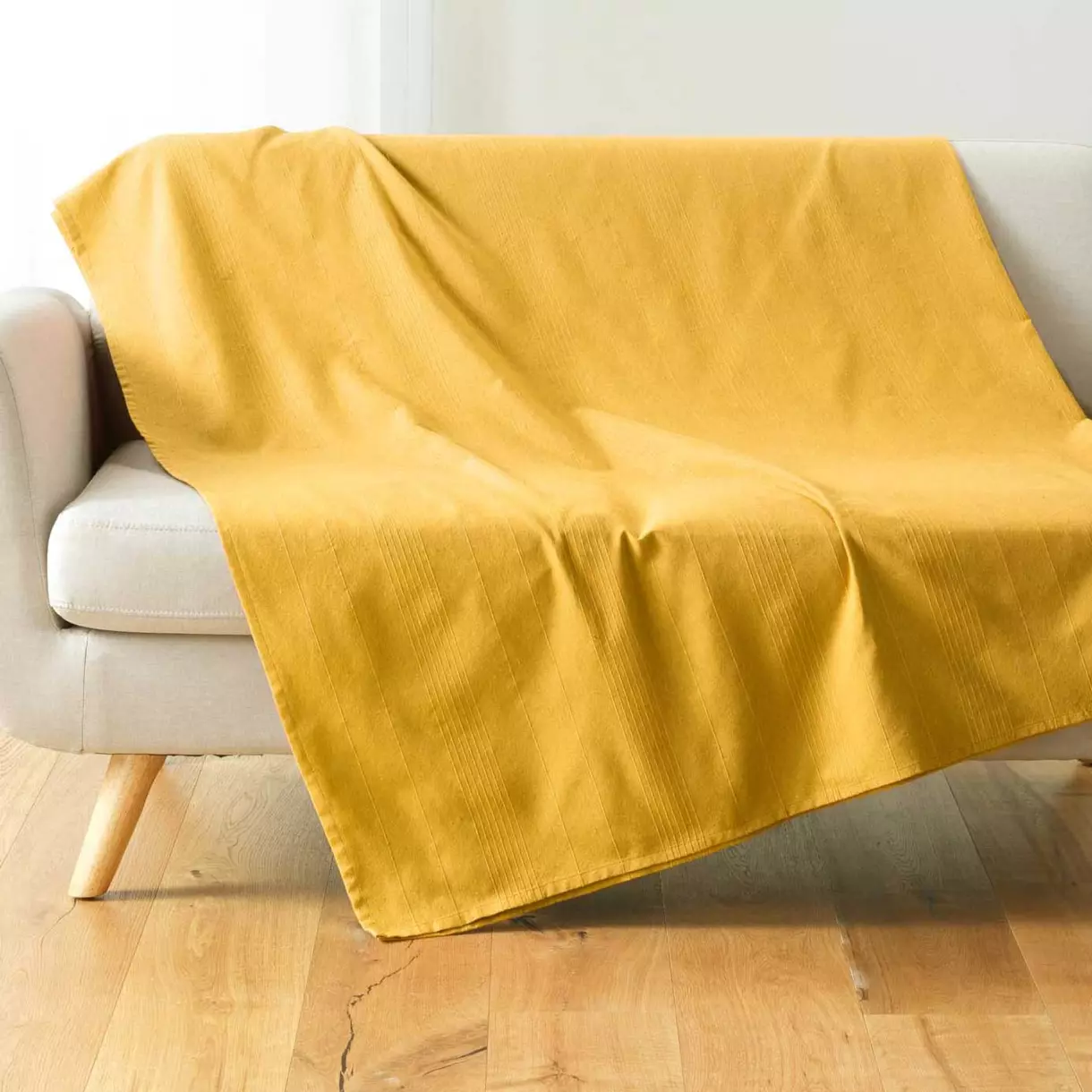 Plaid (240 cm) Lucile Jaune curry 1