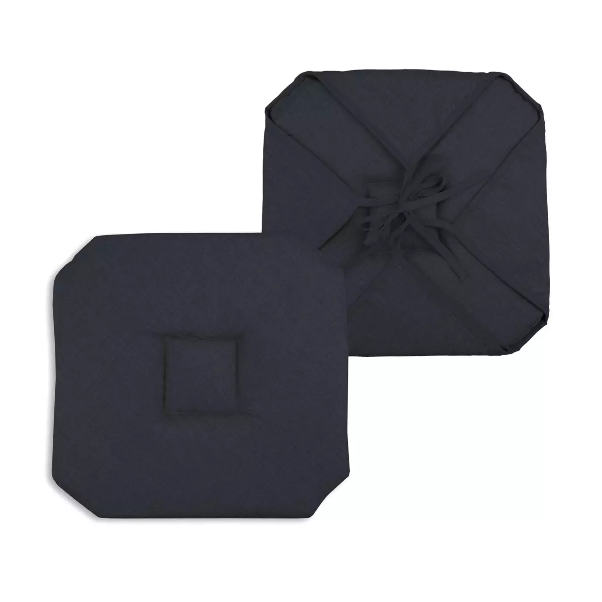 Galette de chaise carrée à rabats Béa Noir Charbon 1