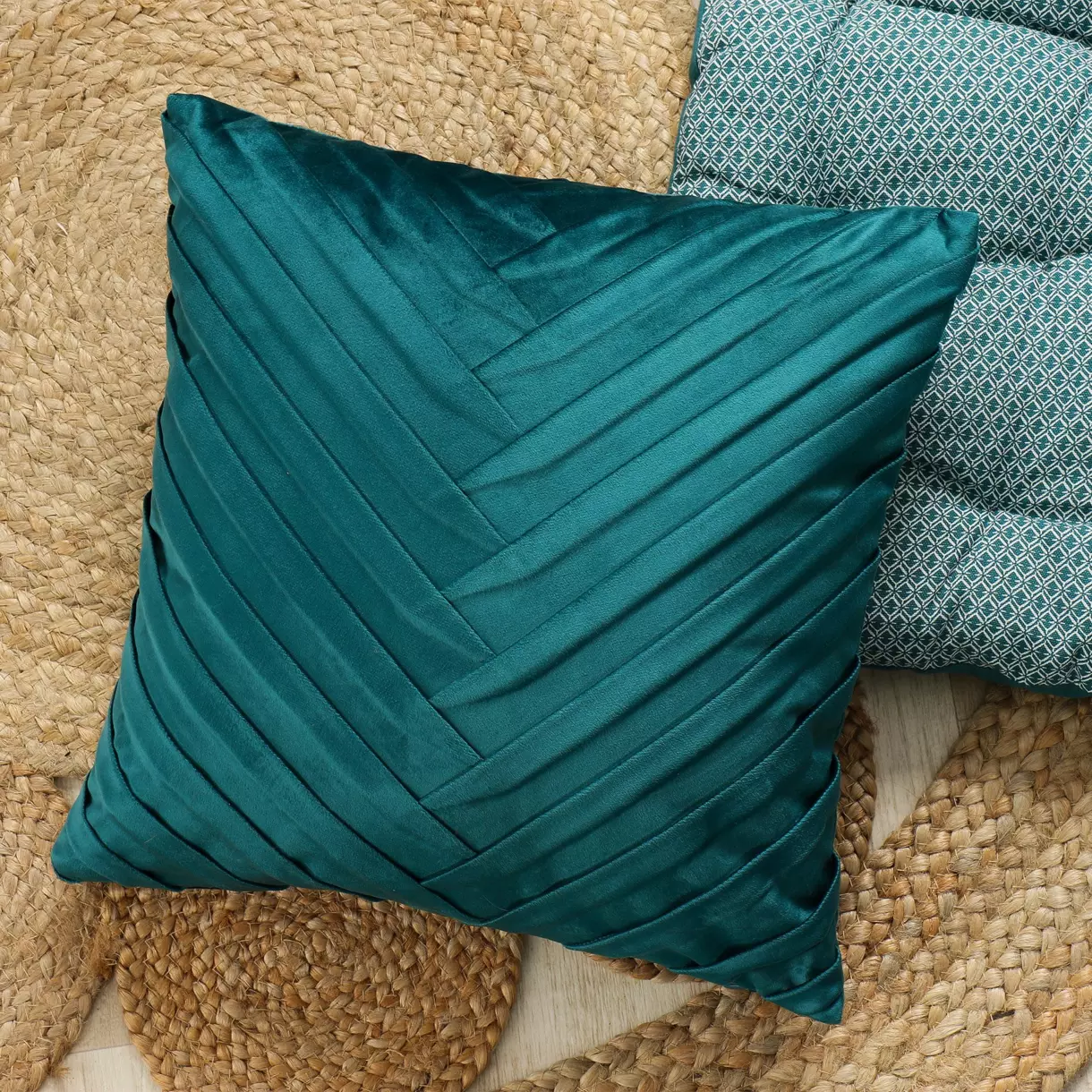 Coussin carré (40 cm) Elio Bleu canard 1