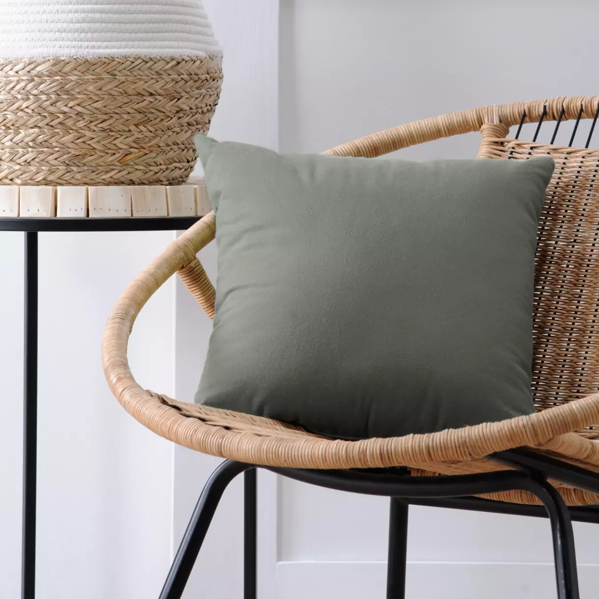 Coussin carré (40 cm) Duo Vert kaki 1