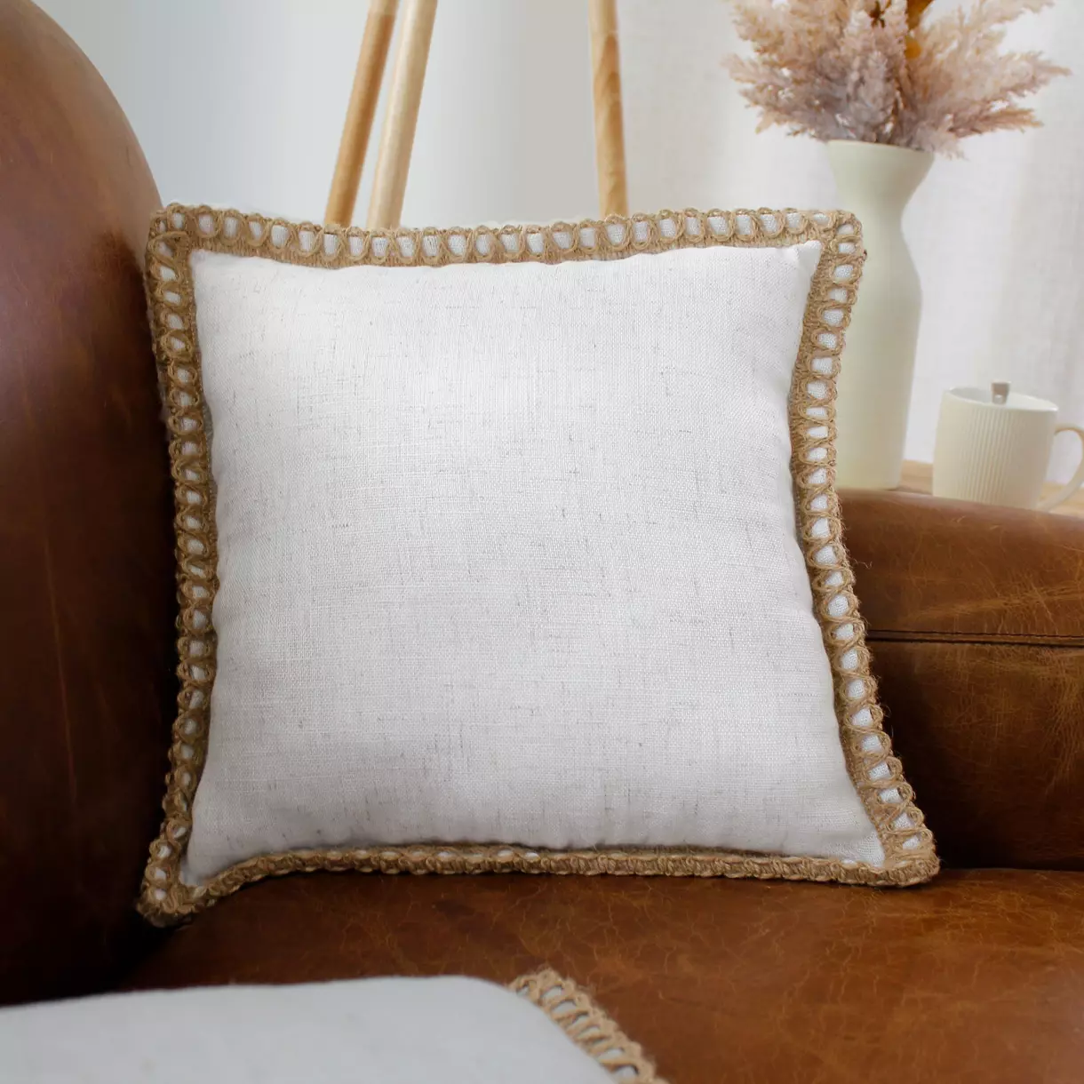 Coussin carré coton (42 cm) Eva Ecru 1