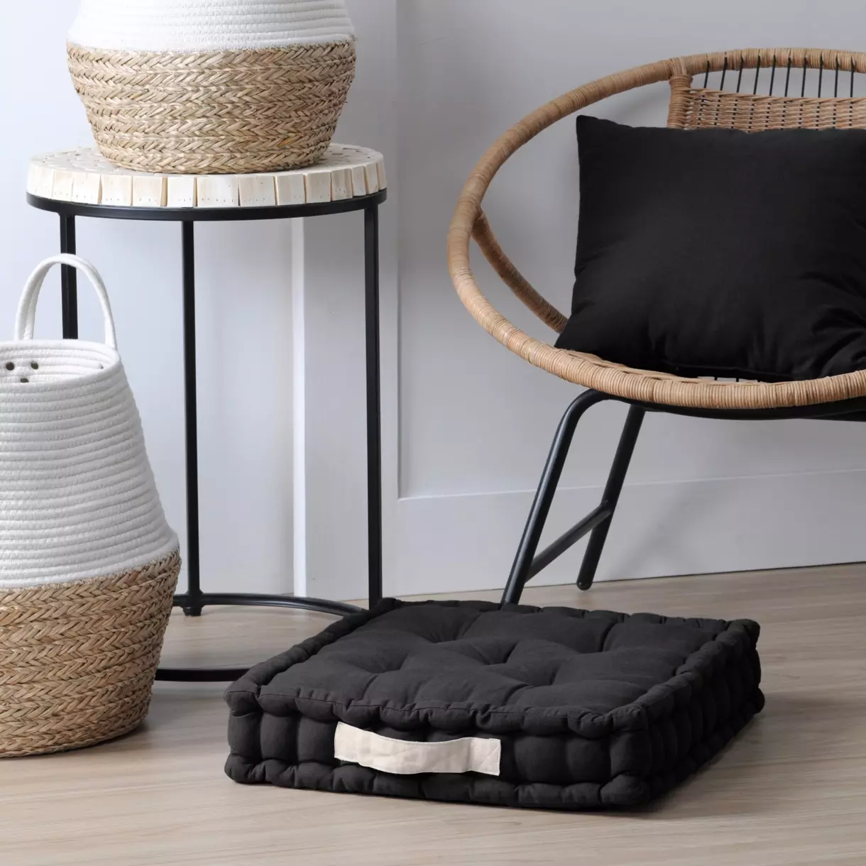 Coussin de sol (45 cm) Duo Noir 1