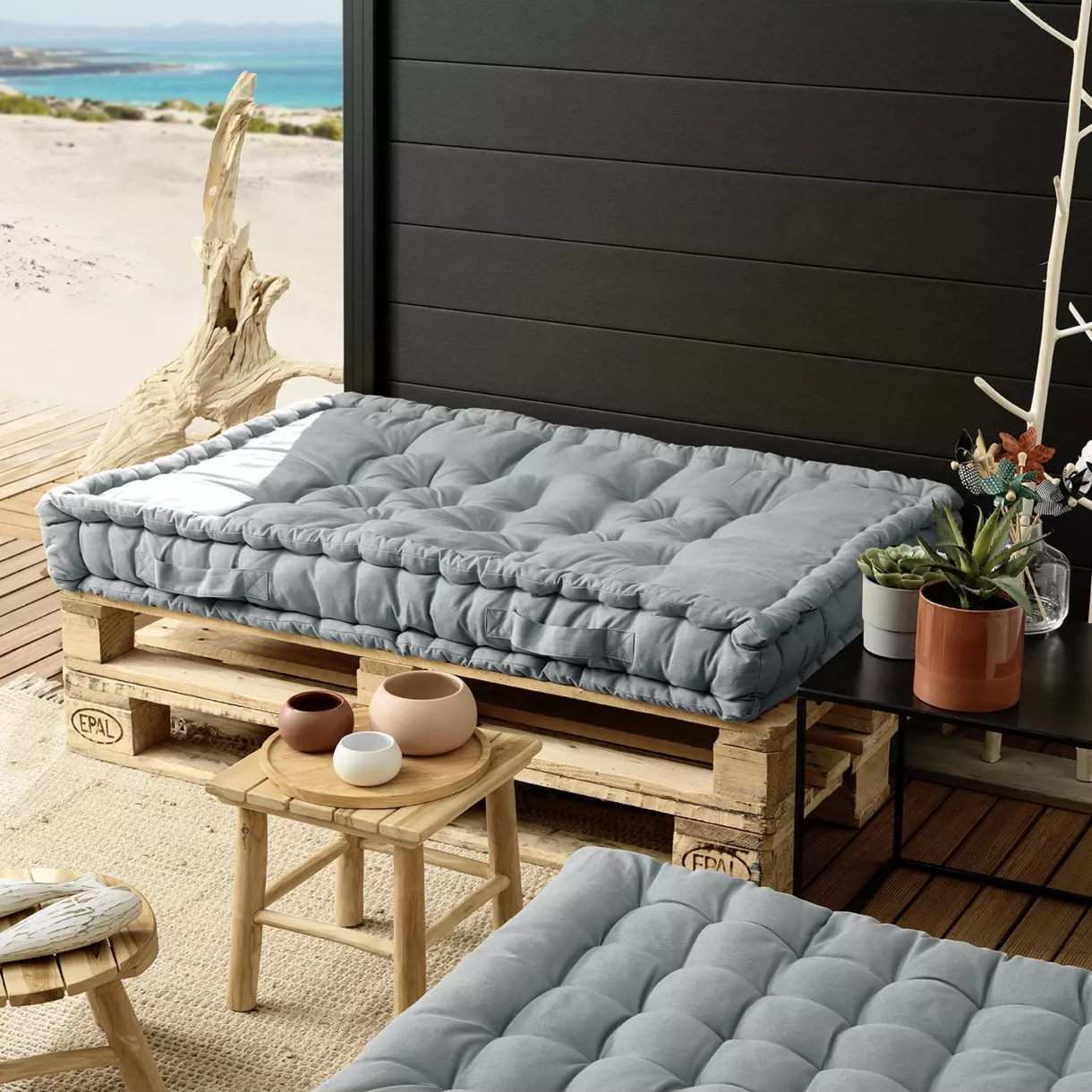 Matelas palette (L120 cm) Pixel Gris 1