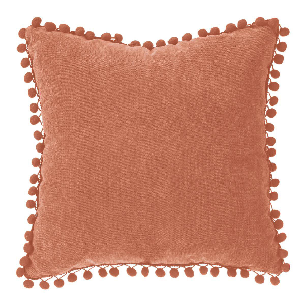 Coussin carré (40 cm) Pompons Rouge terracotta 1