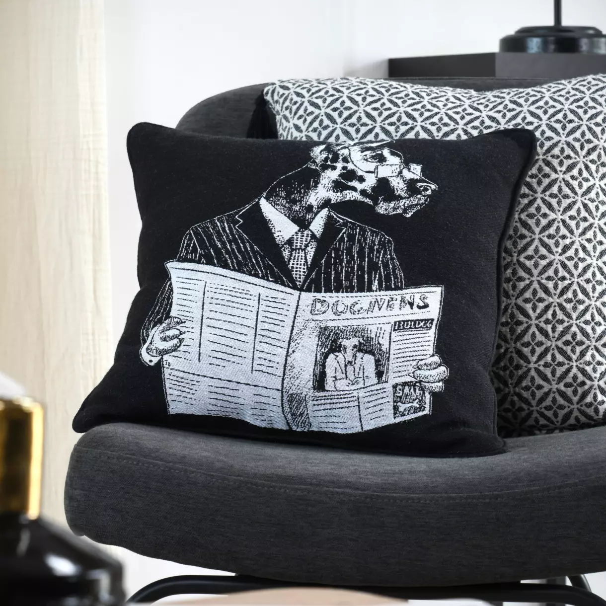 Coussin carré (40 cm) Princeton Noir