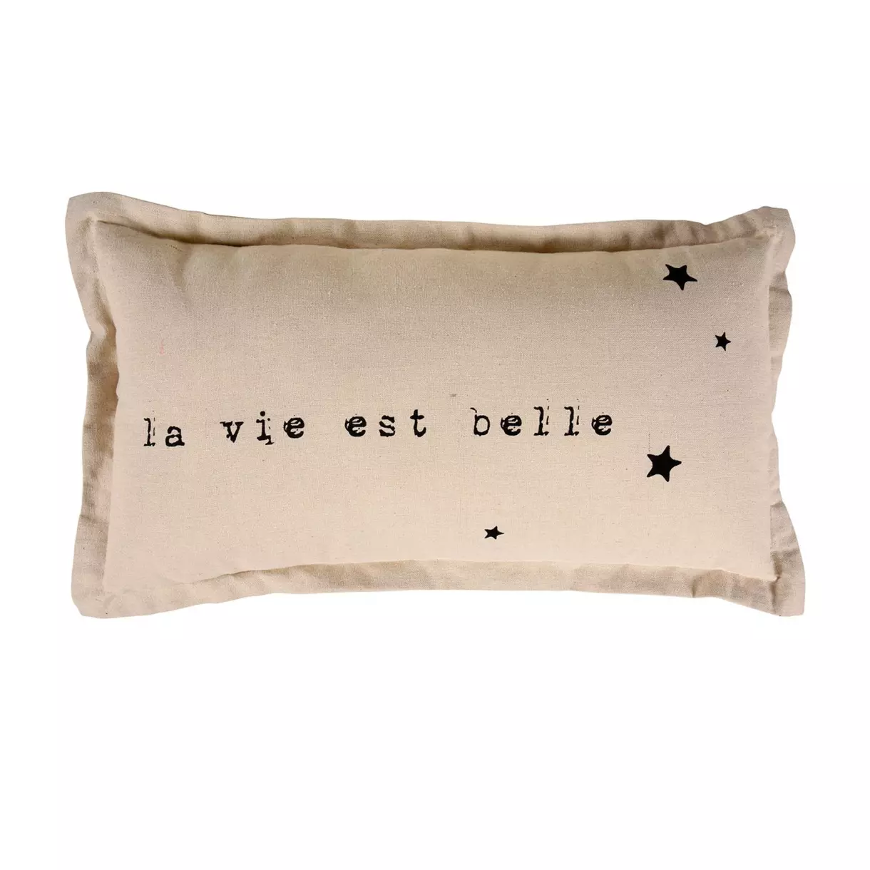 Coussin rectangulaire (50 cm) La vie est belle Beige 1