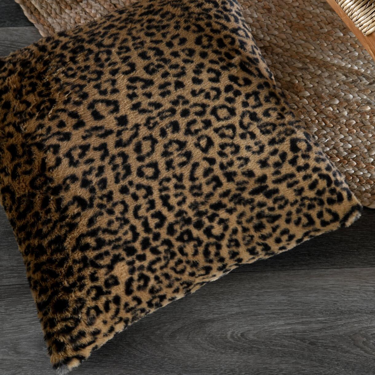 Cuscino quadrato ecopelliccia (45 cm) Panthera Marrone 1