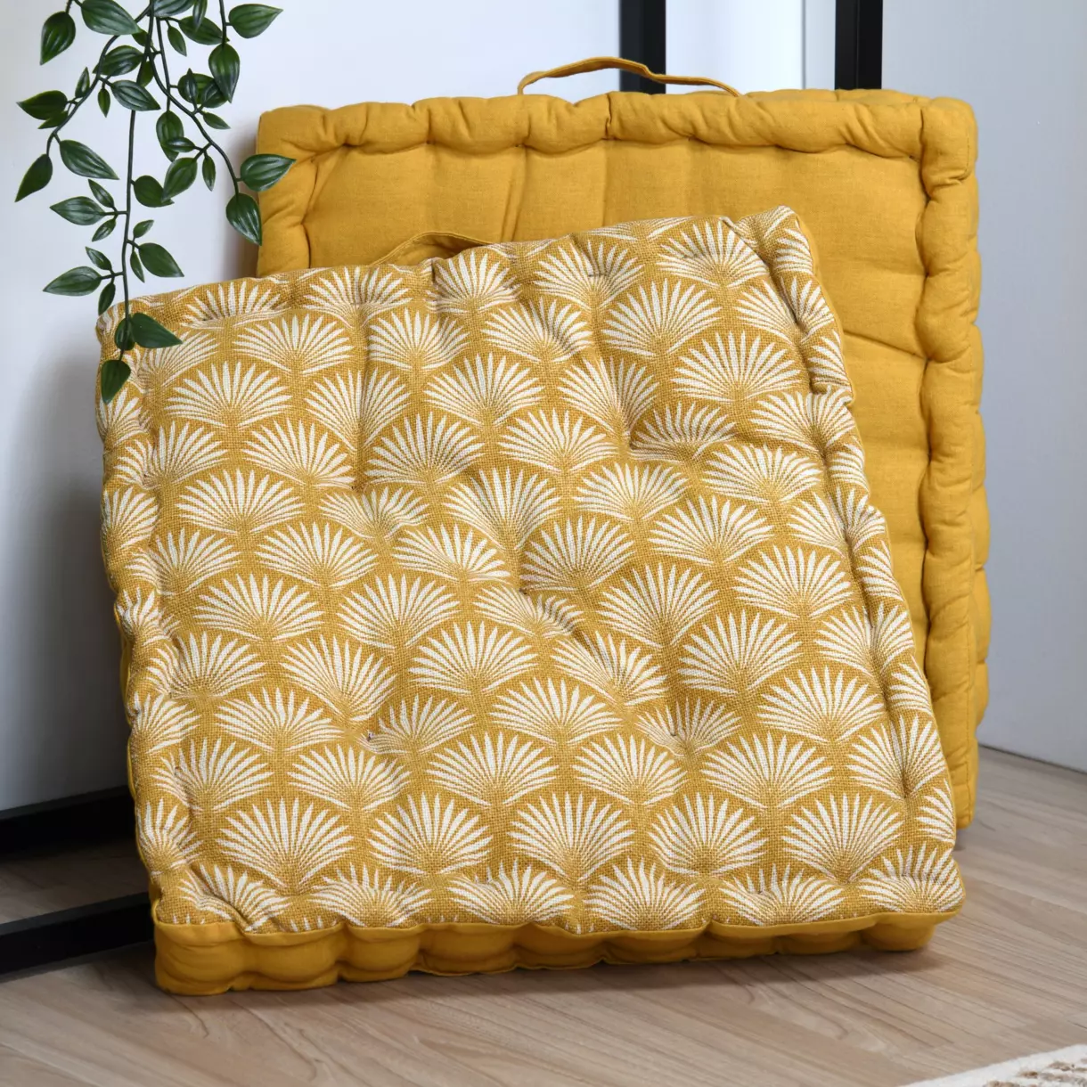 Coussin de sol (40 cm) Greenmood Jaune moutarde 1