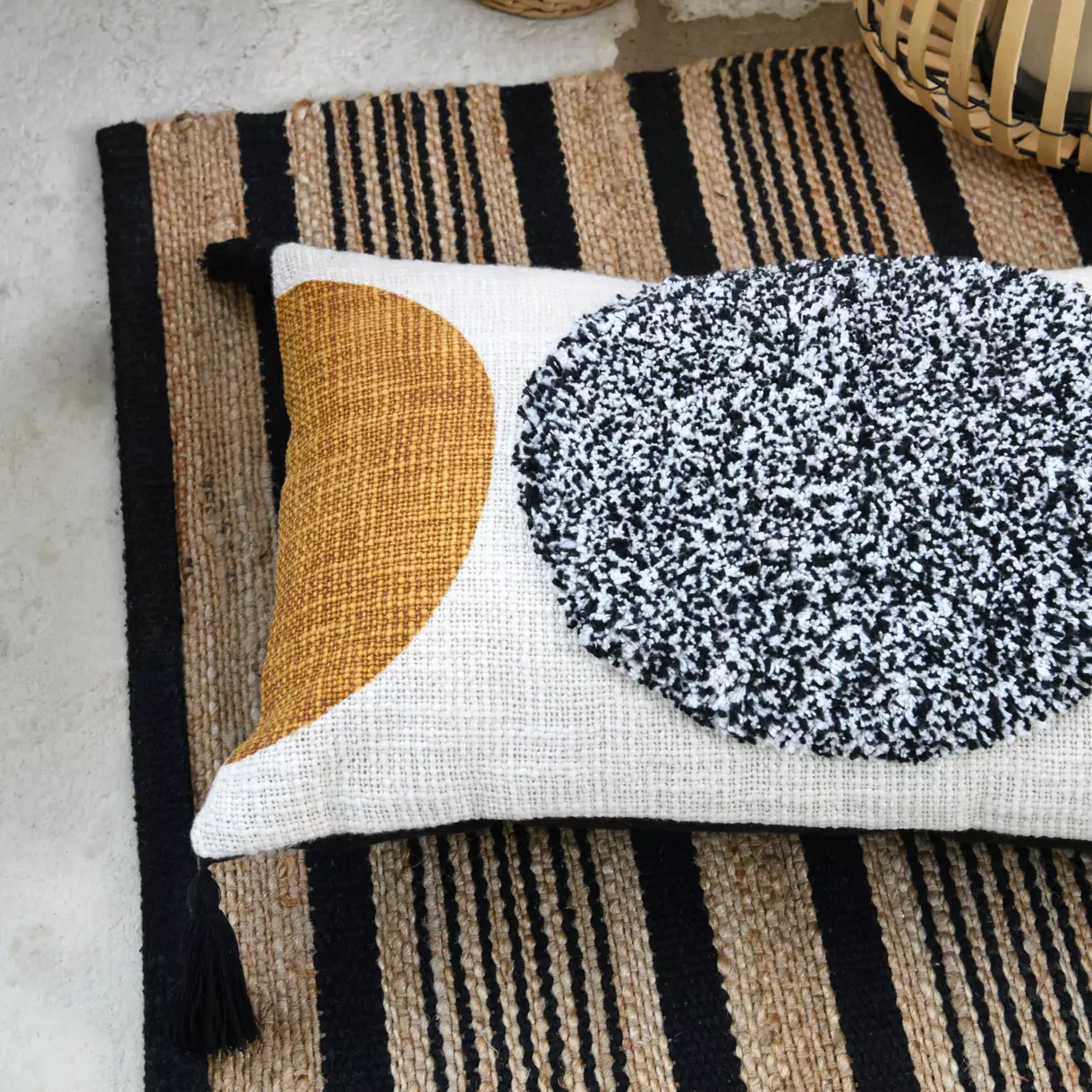 Cojín rectangular en algodón (50 cm) Beloha Crudo 1