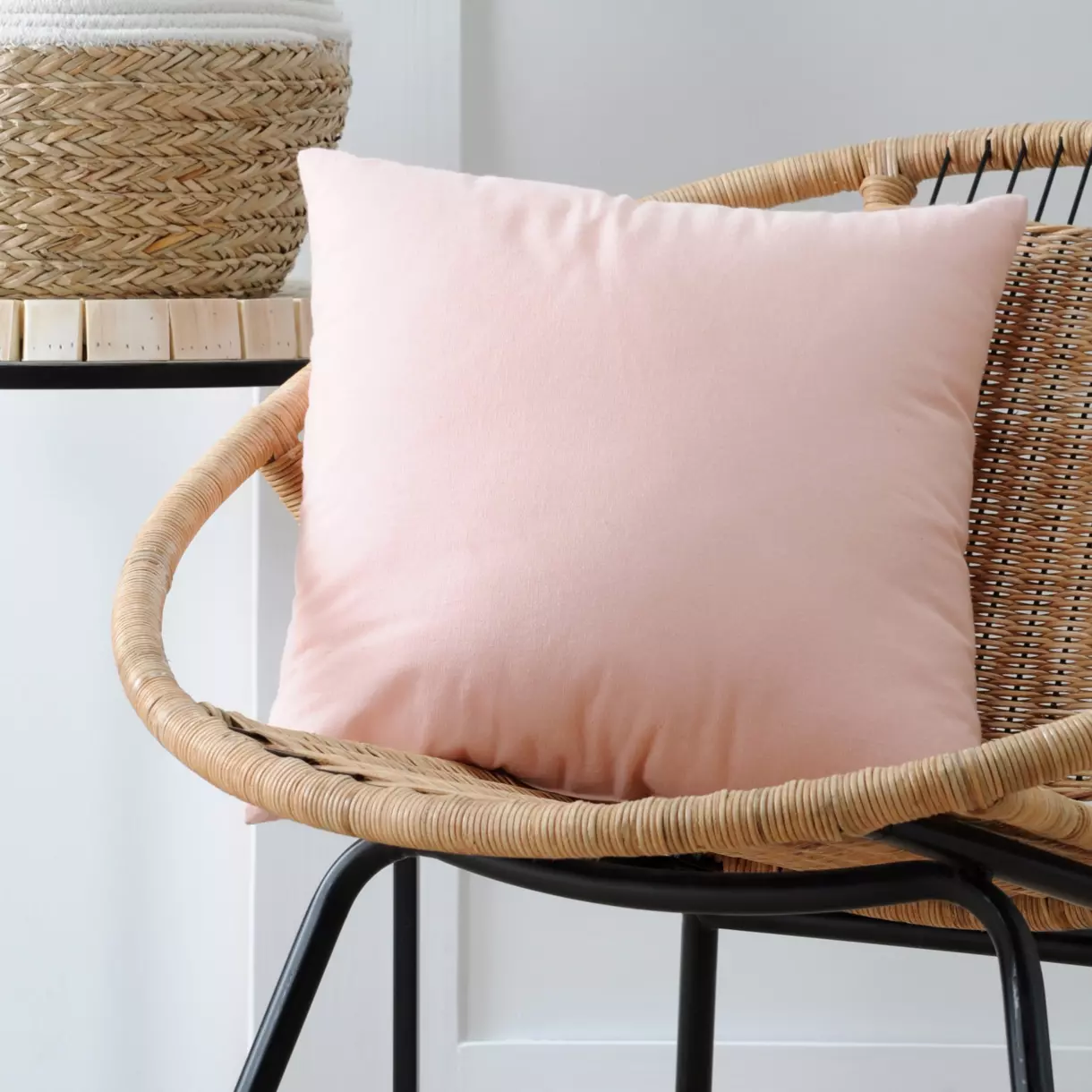 Coussin carré (40 cm) Duo Rose poudré