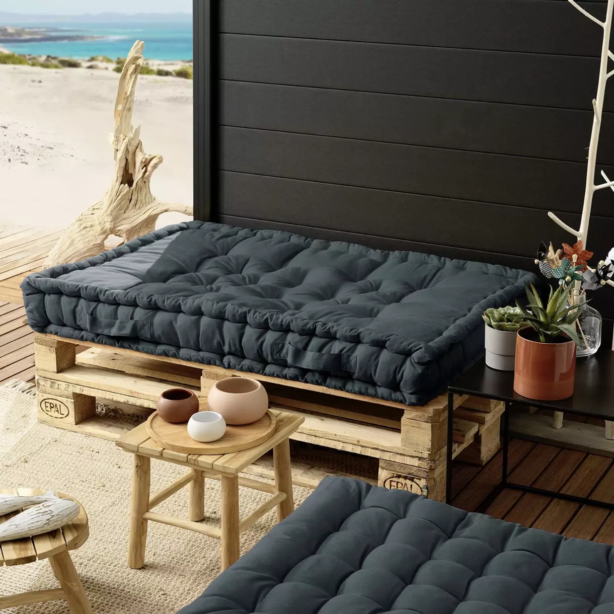 Matelas palette (L120 cm) Pixel Gris anthracite 1