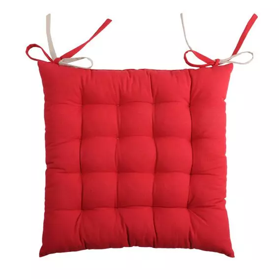 Cojín de silla cuadrado Duo Rojo y lino 1