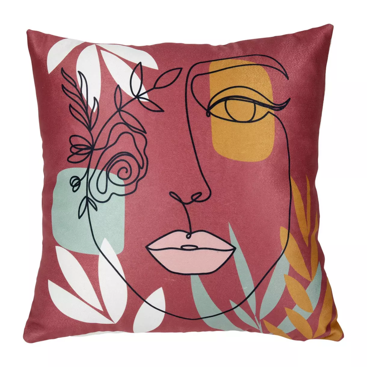 Housse de coussin carrée (40 cm) Visage Terracotta 1