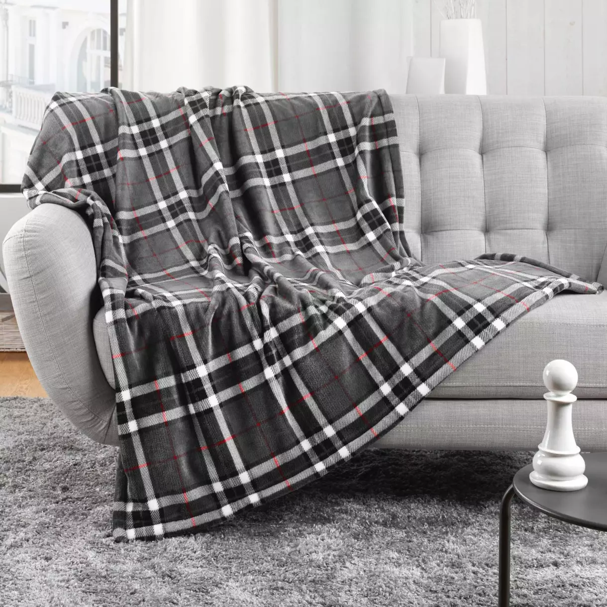 Manta polar con bolsa (150 cm) Scottish Gris