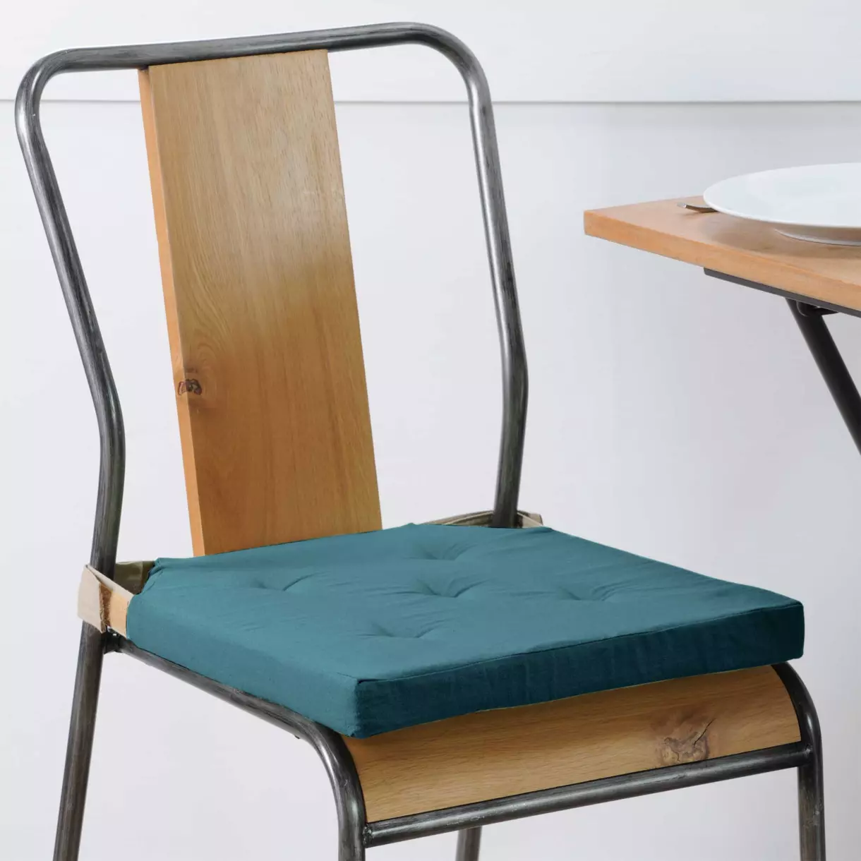 Galette de chaise scratch Duo Bleu canard 1
