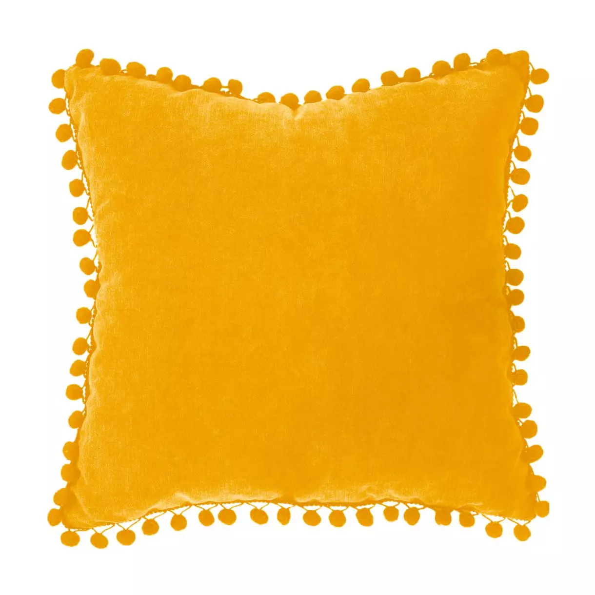 Cuscino quadrato (40 cm) Pompons Giallo ocra 1