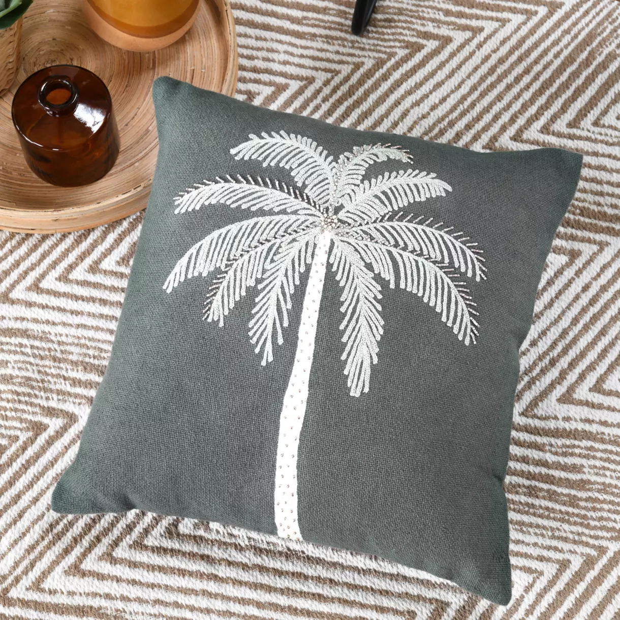 Coussin carré (40 cm) Bako Vert émeraude