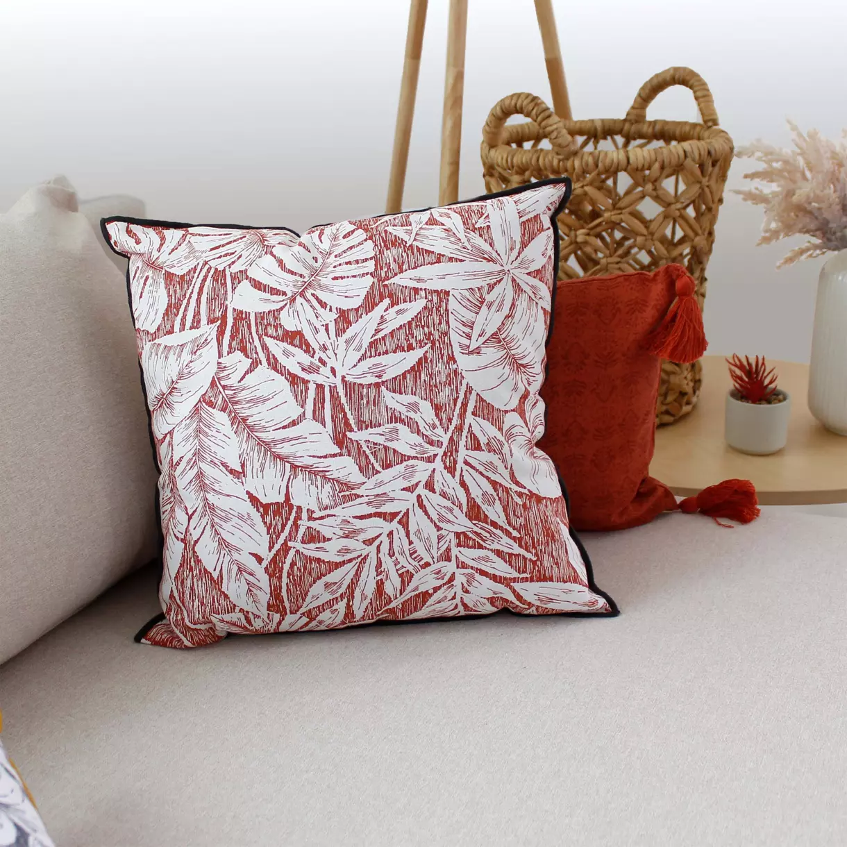 Coussin carré coton (40 cm) Bundi Terracotta 1