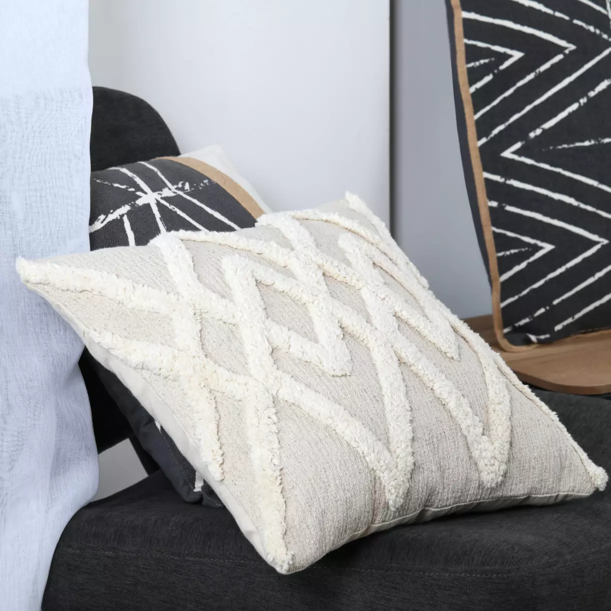 Coussin carré coton (40 cm) Tampa Ecru