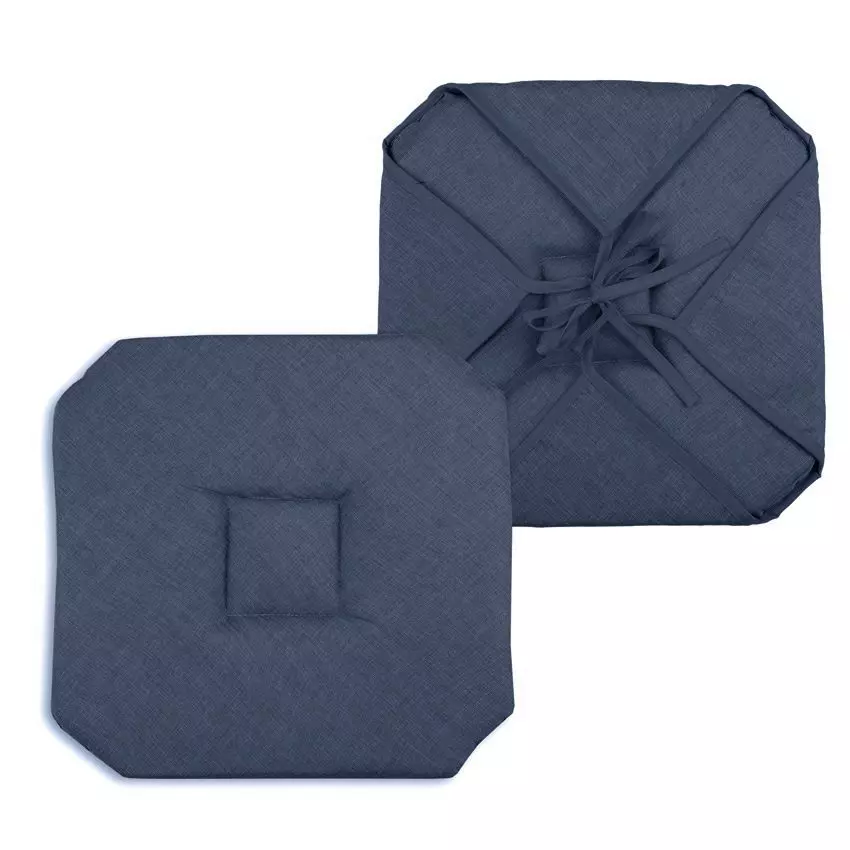 Galette de chaise carrée à rabats Béa Bleu marine 1