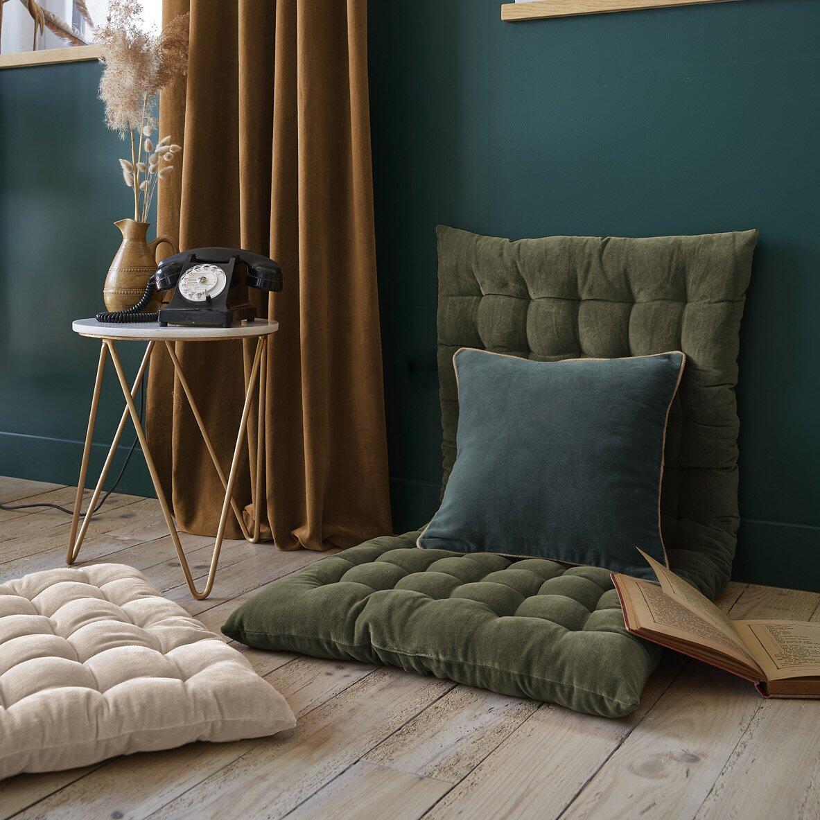 Colchón de suelo en terciopelo de algodón (60 x 120 cm) César Verde tomillo 1
