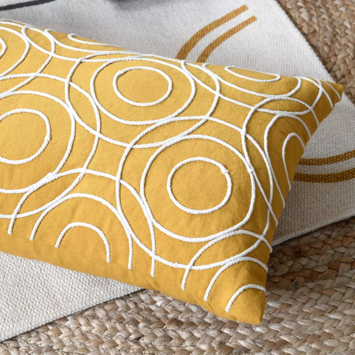 Coussin rectangulaire (50 cm) Lenny Jaune moutarde 1
