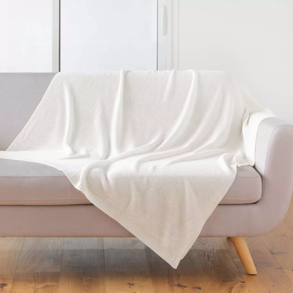 Plaid (150 cm) Tricotine Crudo 1