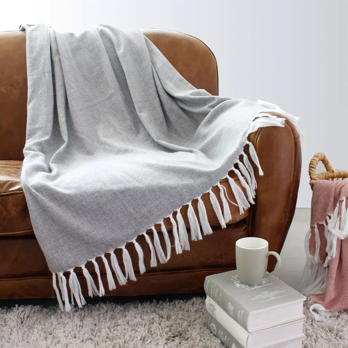 Manta canapé (150 cm) Harmony Gris claro 1