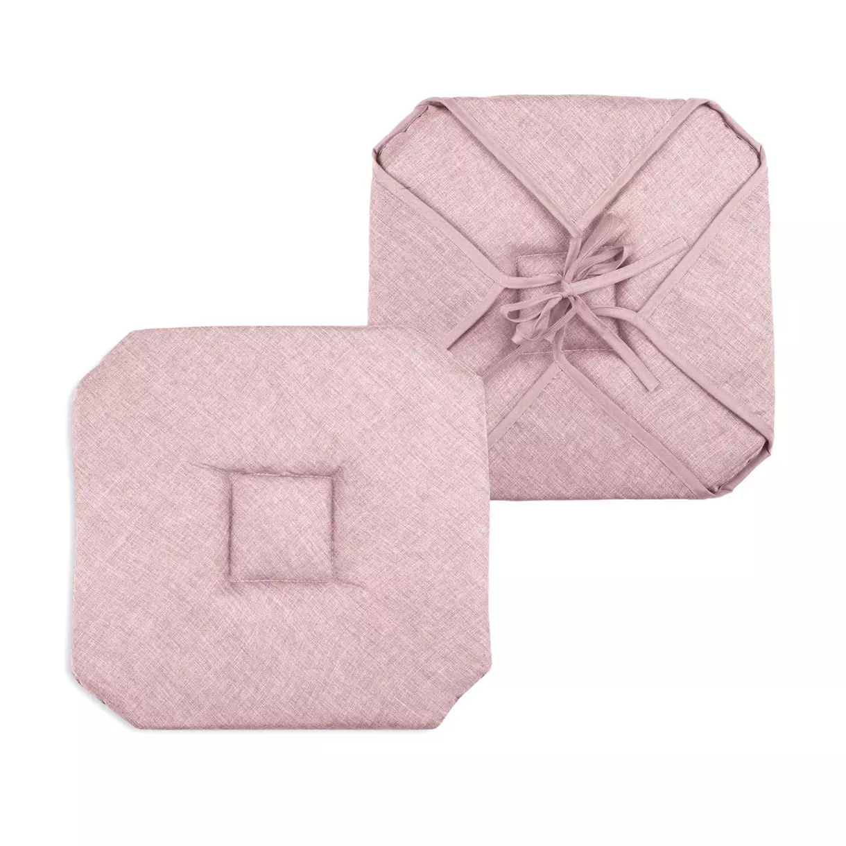 Galette de chaise carrée à rabats Béa Rose poudré 1