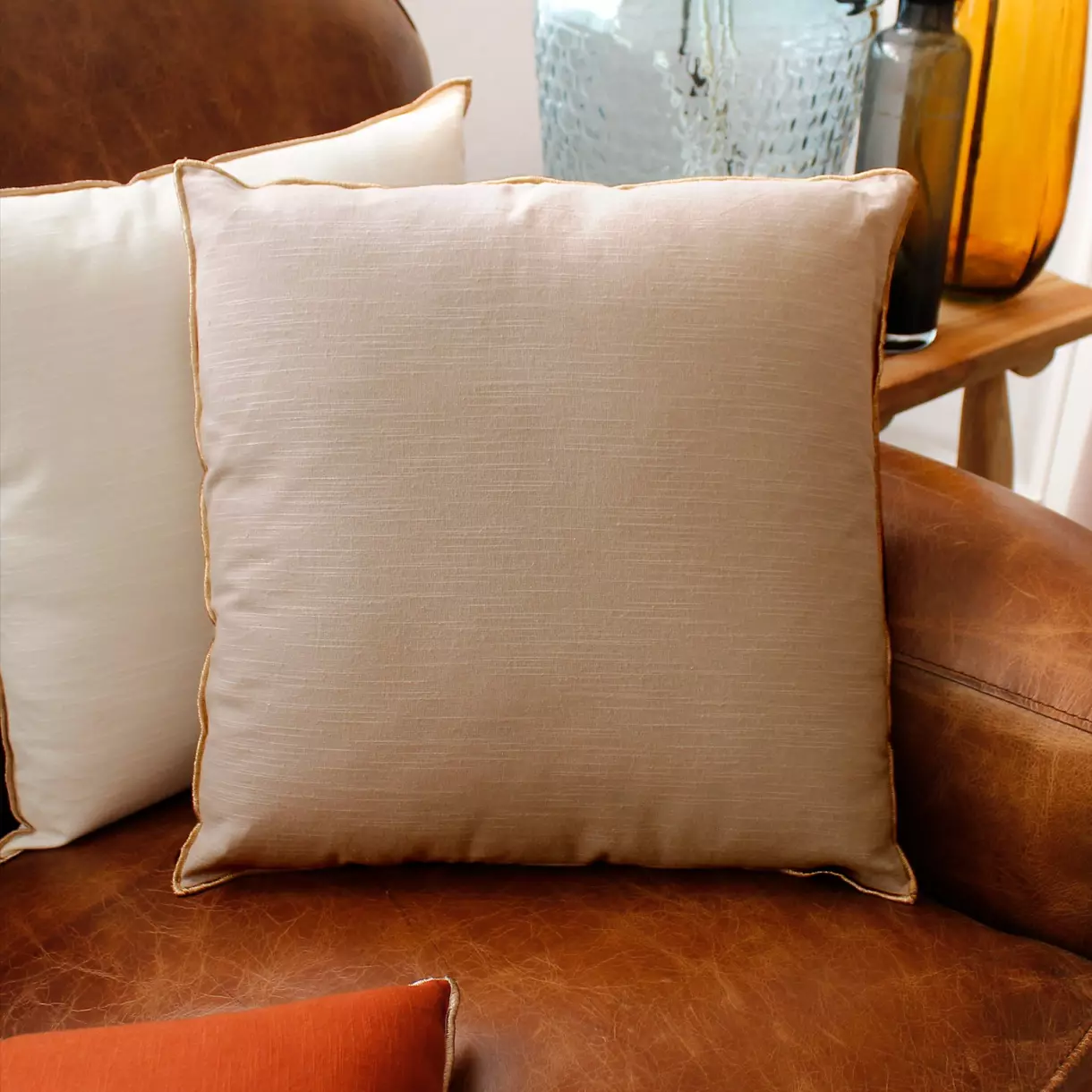 Coussin carré (40 cm) Vegetalis uni Beige 1