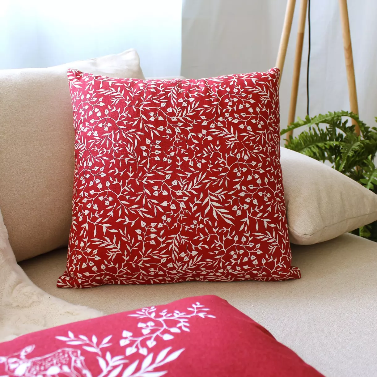 Coussin carré coton (40 cm) Solden Rouge 1