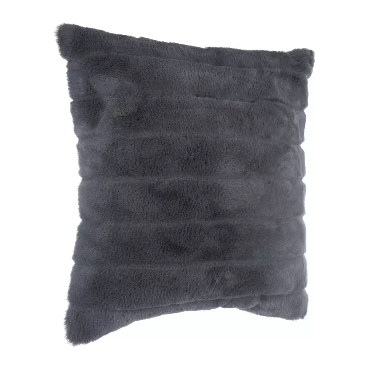 Coussin carré fausse fourrure (45 cm) Manoir Gris foncé 1