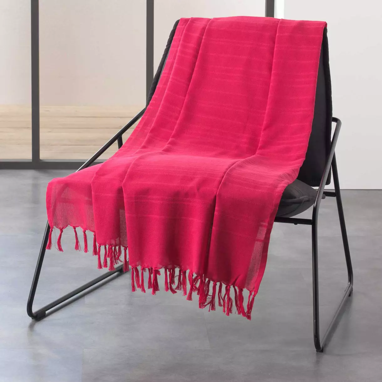 Jeté de canapé (150 cm) Lilia Rose framboise 1