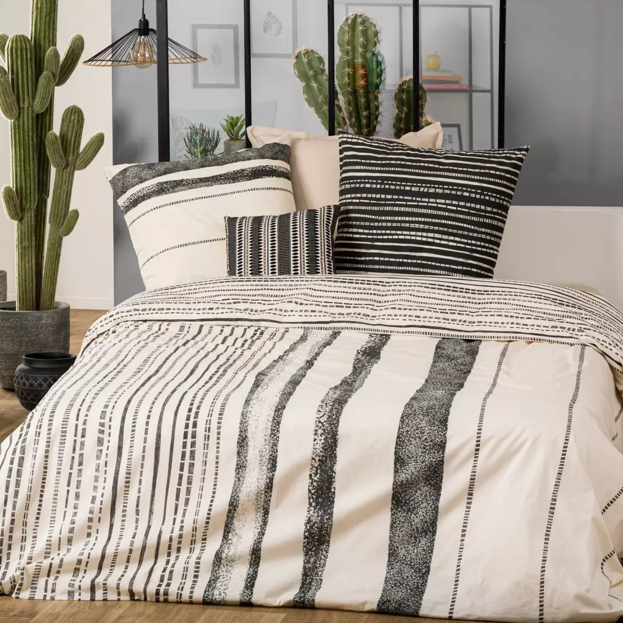 Funda Nórdica y dos fundas para almohada algodón (240 cm) Cybèle Gris 1