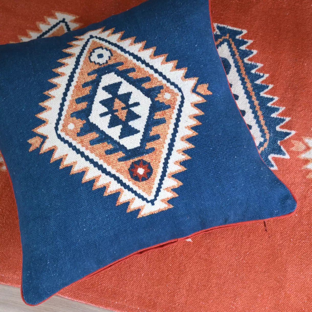 Coussin carré (40 cm) Louisiane Bleu 1