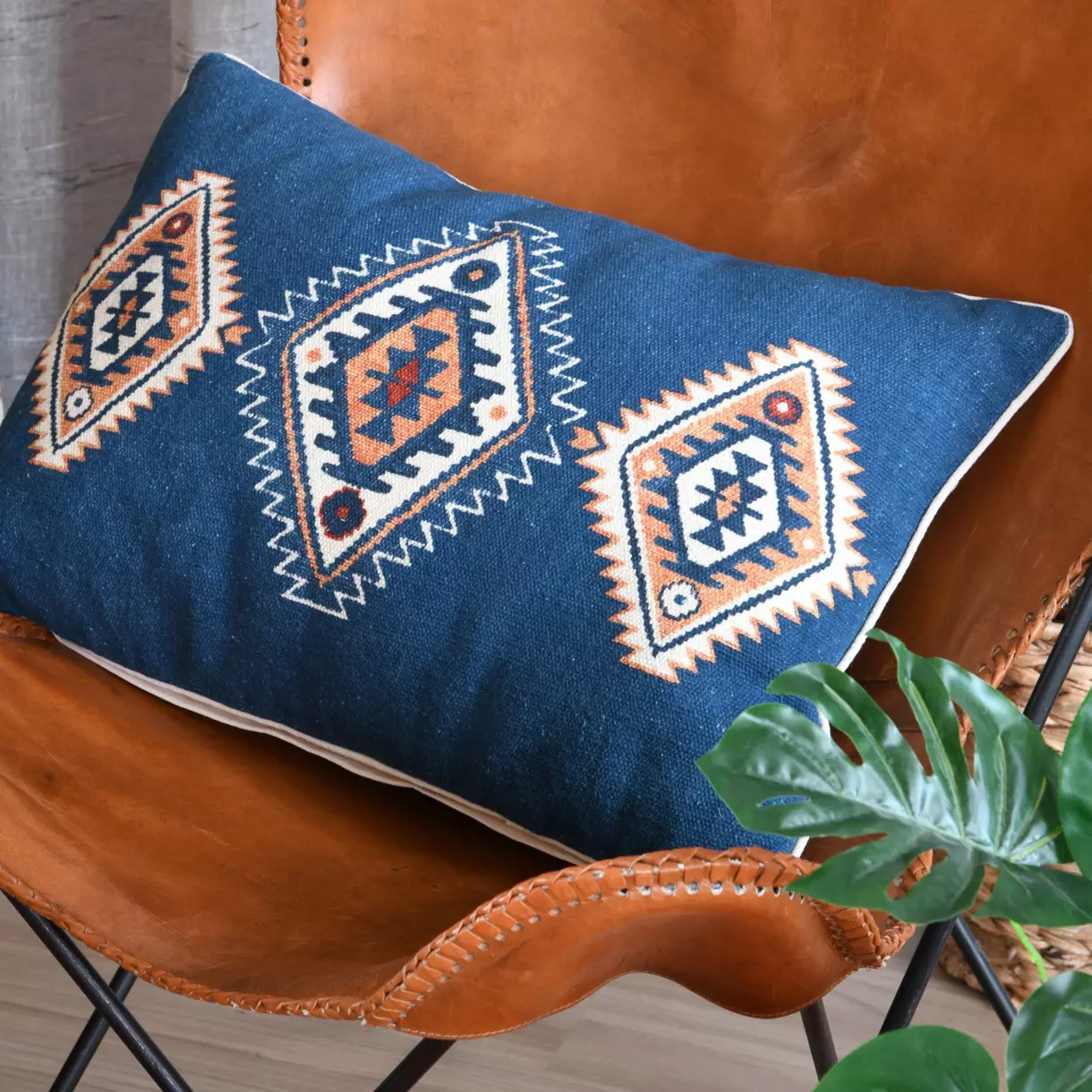 Coussin rectangulaire (60 cm) Louisiane Bleu 1