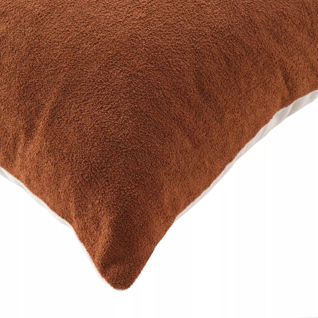 Coussin carré bouclette (45 cm) Tessa Camel